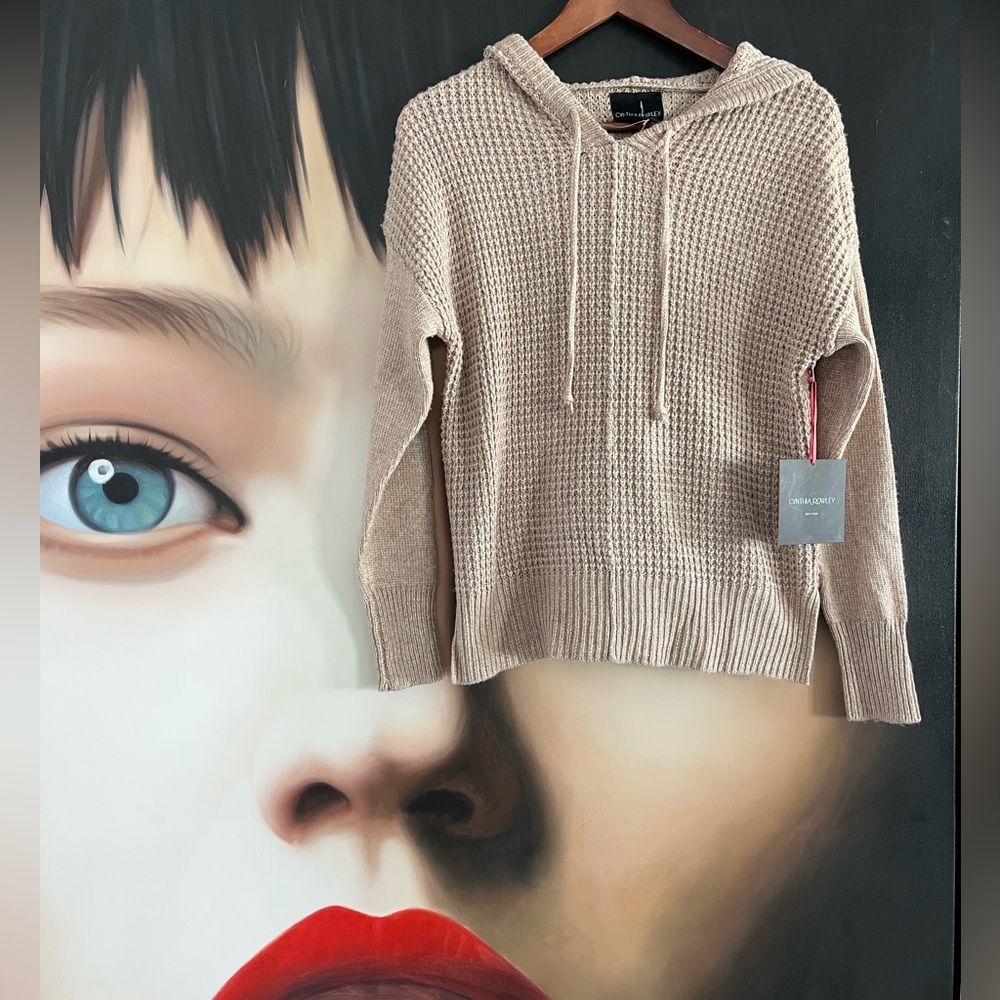Cynthia Rowley beige knit hoodie sweater